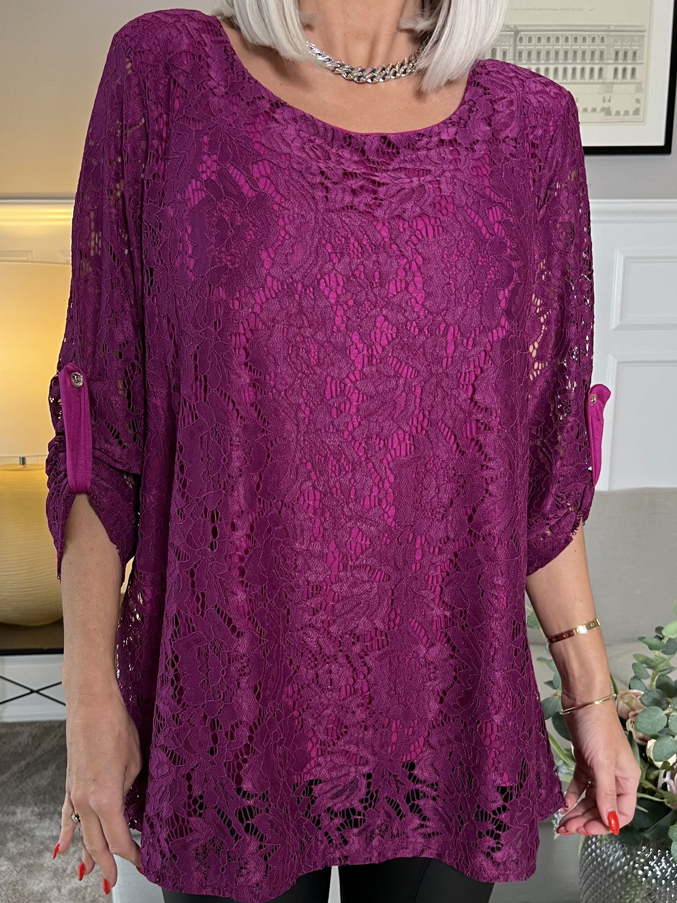 Nadira - Söt tunika i spetstyg - Black